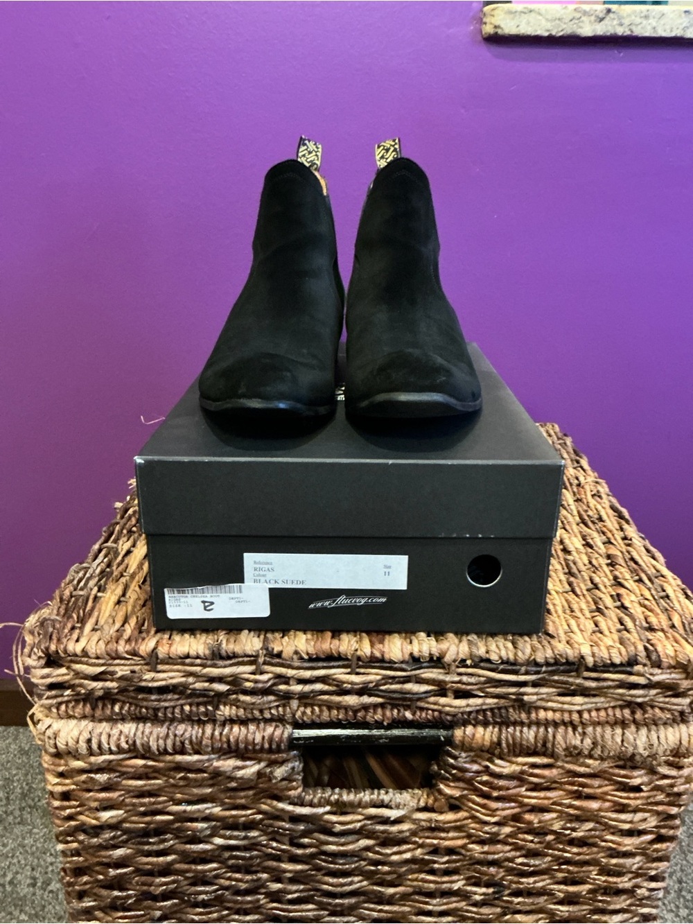 John Fluevog Black Suede Chelsea Boots